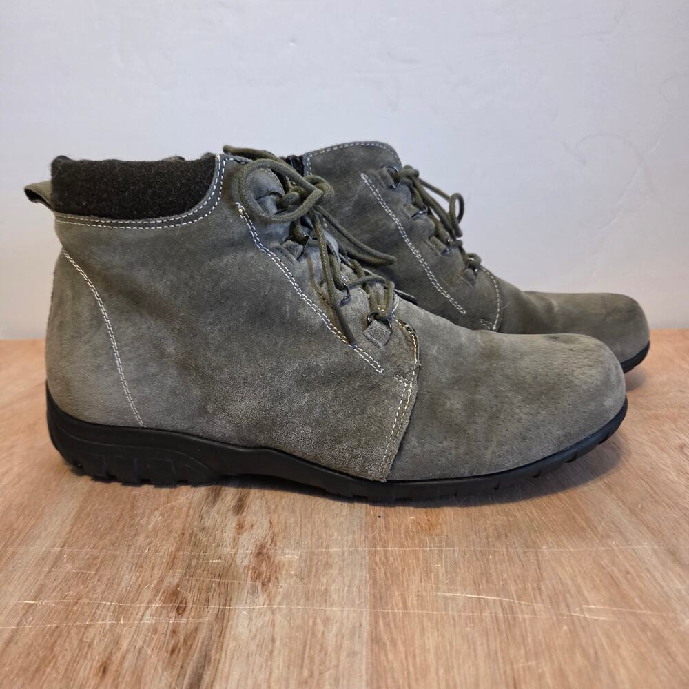 Propel Women's Delaney Ankle Boots Olive Freen Suede lace-up side zipper size 9